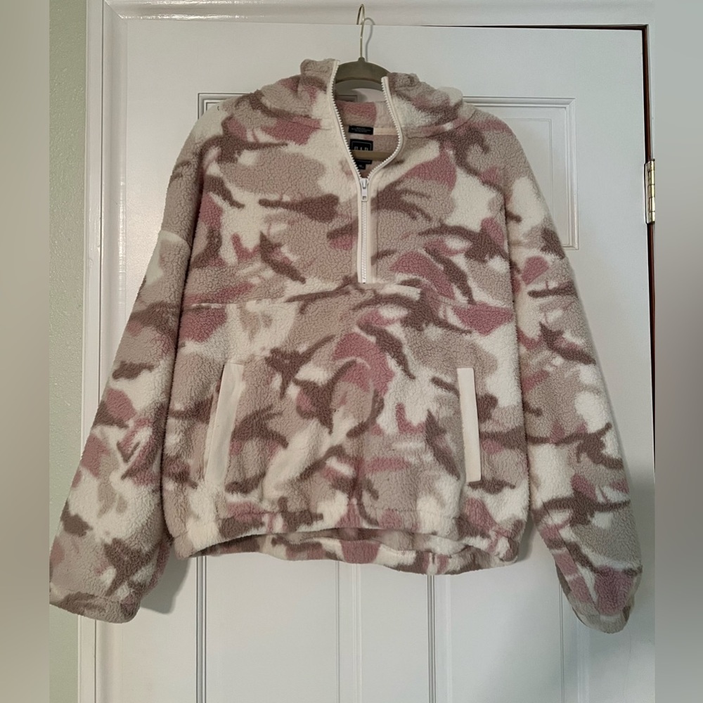 GAP Sherpa Camo Pullover Hoodie